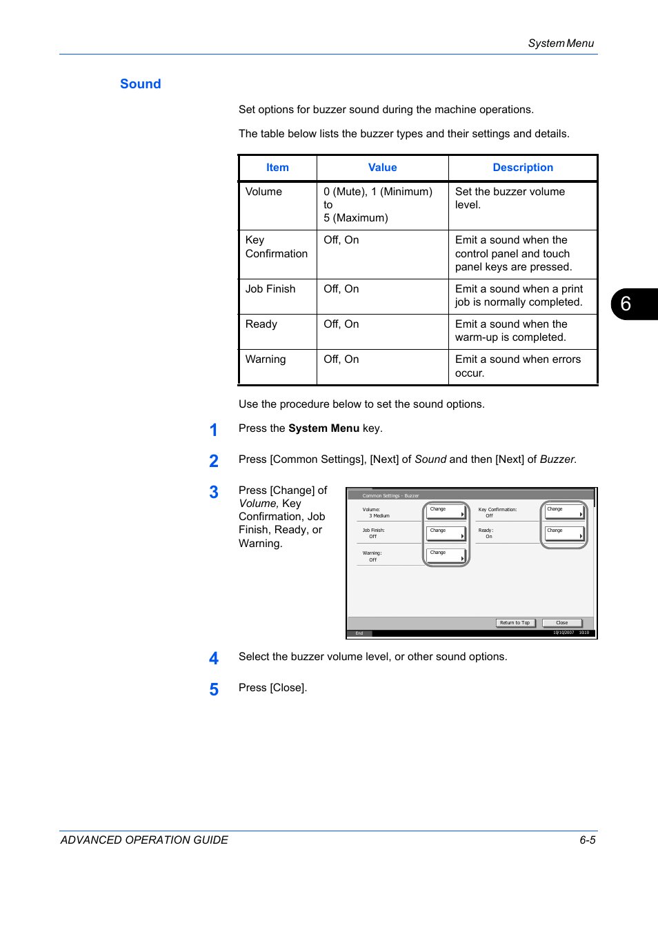 Sound, Sound …6-5 | TA Triumph-Adler DC 2325 User Manual | Page 173 / 311