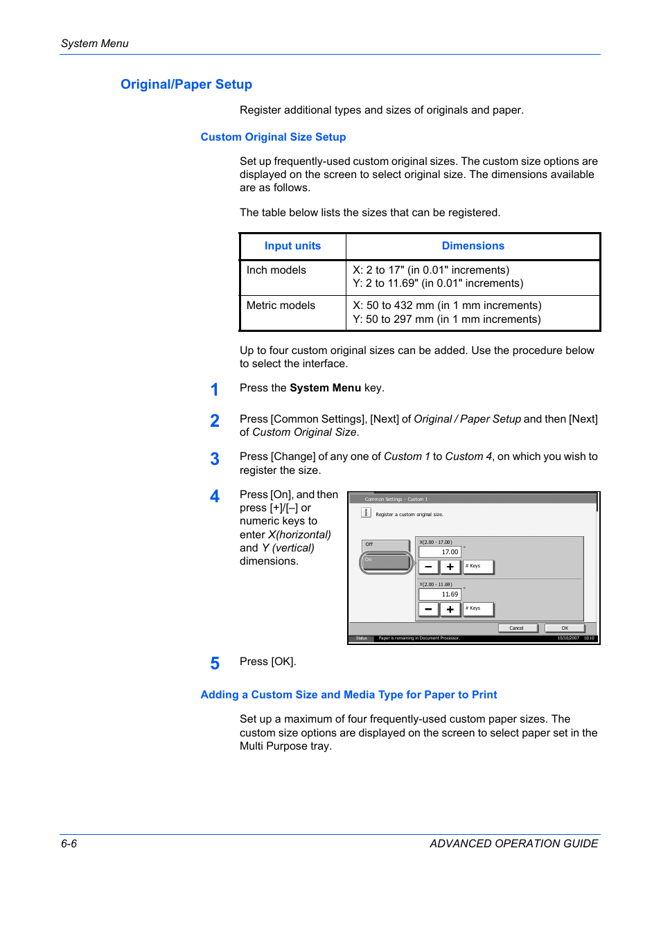 Original/paper setup, Original/paper setup …6-6 | TA Triumph-Adler DC 2325 User Manual | Page 174 / 311