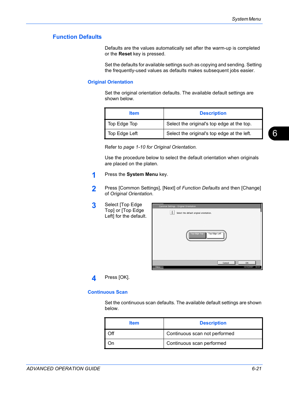 Function defaults, Function defaults …6-21 | TA Triumph-Adler DC 2325 User Manual | Page 189 / 311