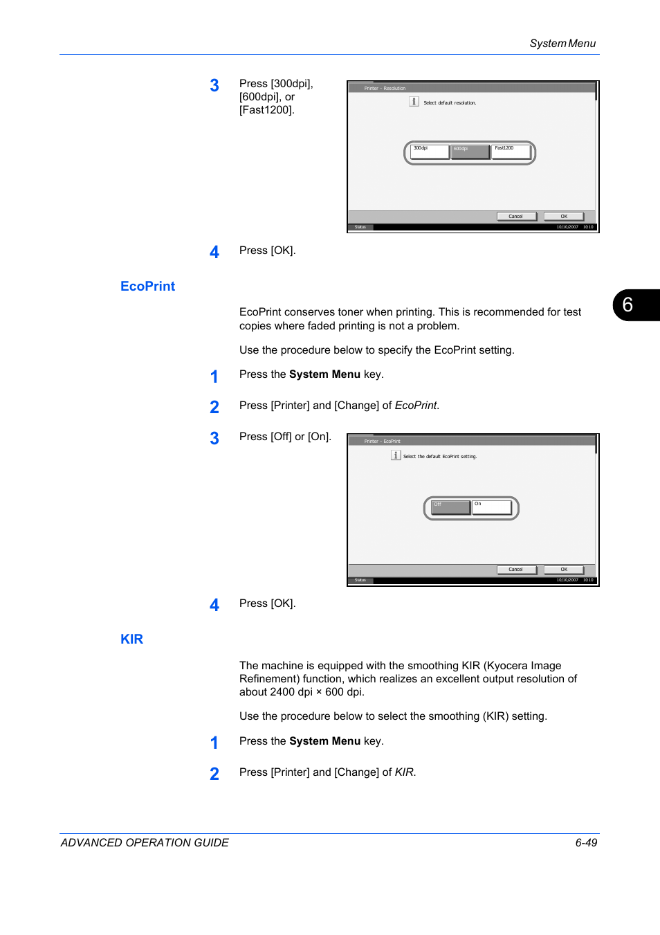 Ecoprint, Ecoprint …6-49, Kir …6-49 | TA Triumph-Adler DC 2325 User Manual | Page 217 / 311