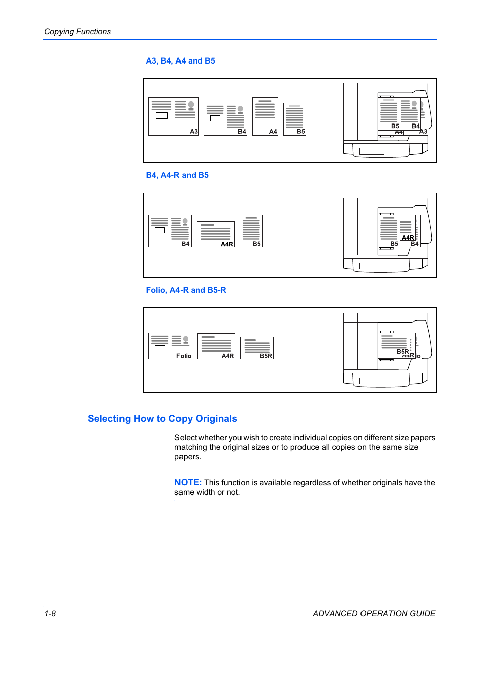 Selecting how to copy originals | TA Triumph-Adler DC 2325 User Manual | Page 22 / 311