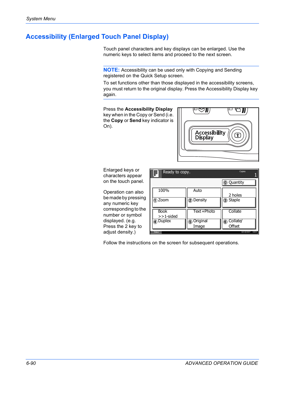 Accessibility (enlarged touch panel display), Accessibility (enlarged touch panel display) -90 | TA Triumph-Adler DC 2325 User Manual | Page 258 / 311