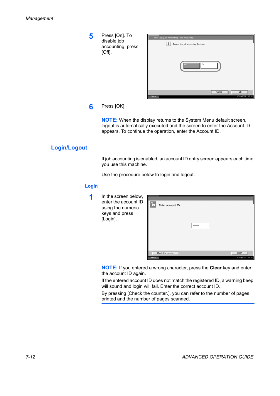Login/logout | TA Triumph-Adler DC 2325 User Manual | Page 270 / 311