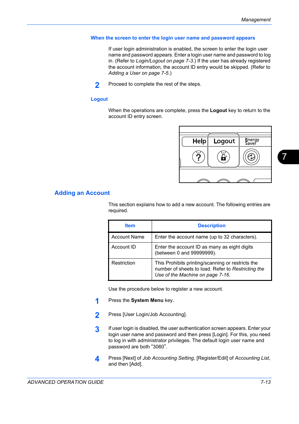 Adding an account | TA Triumph-Adler DC 2325 User Manual | Page 271 / 311