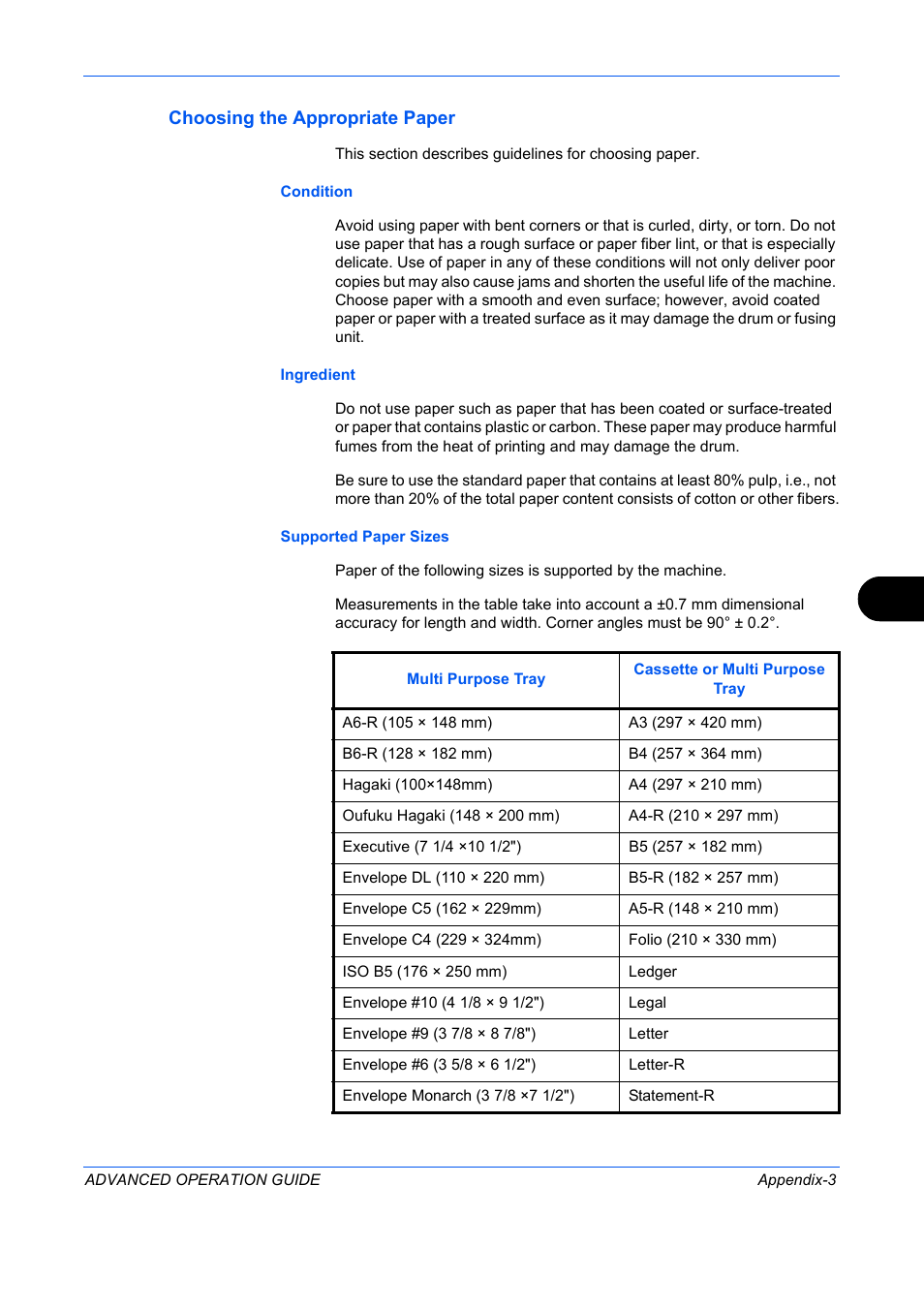 Choosing the appropriate paper | TA Triumph-Adler DC 2325 User Manual | Page 295 / 311