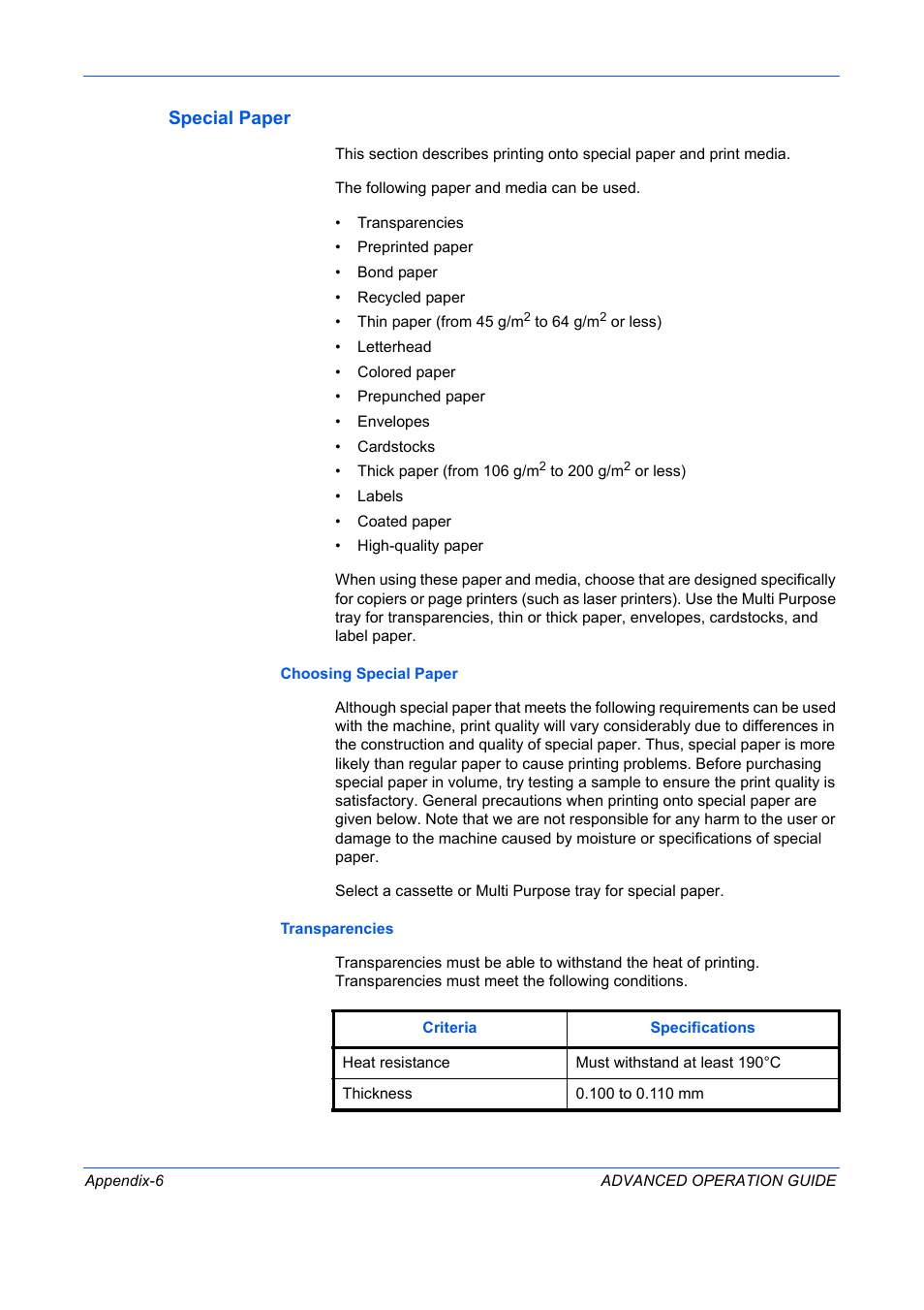 Special paper | TA Triumph-Adler DC 2325 User Manual | Page 298 / 311