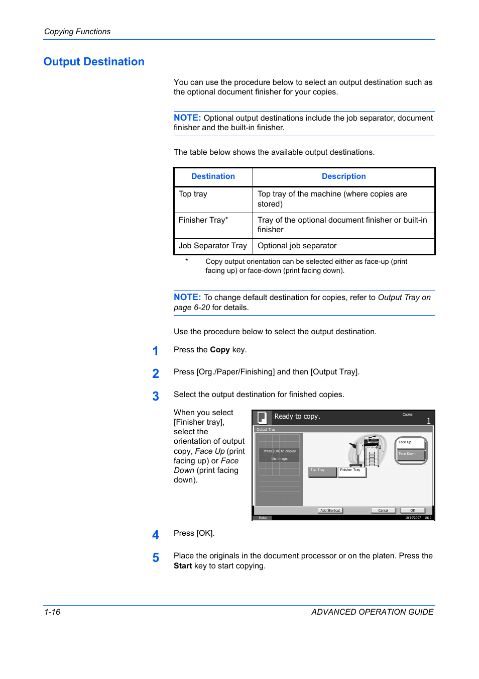 Output destination, Output destination -16 | TA Triumph-Adler DC 2325 User Manual | Page 30 / 311