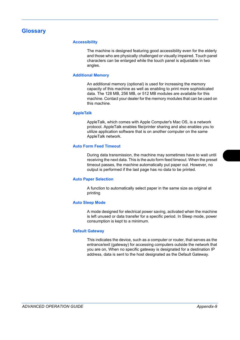 Glossary | TA Triumph-Adler DC 2325 User Manual | Page 301 / 311
