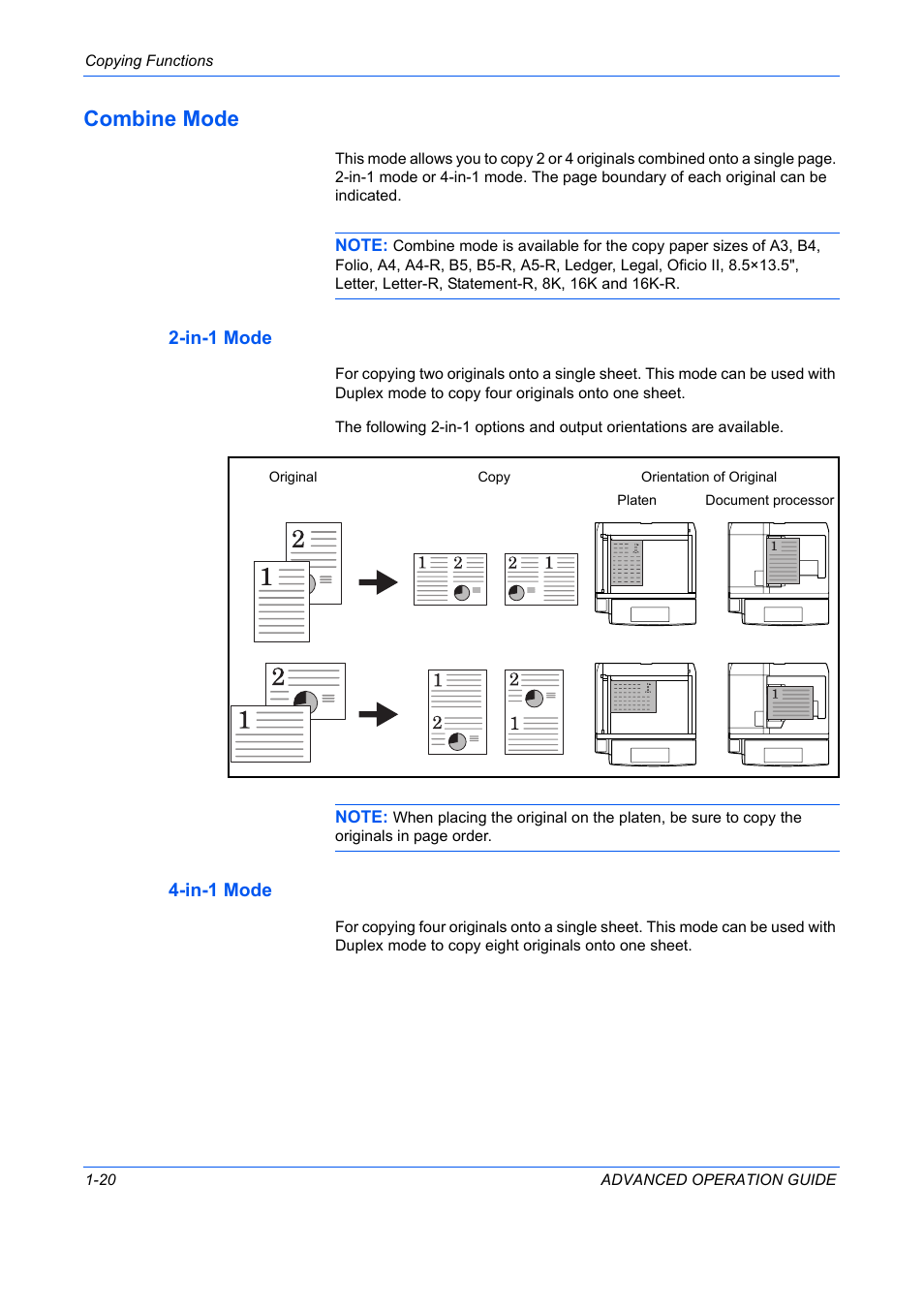 Combine mode, In-1 mode, Combine mode -20 | TA Triumph-Adler DC 2325 User Manual | Page 34 / 311