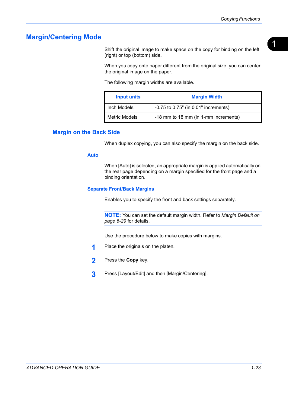 Margin/centering mode, Margin on the back side, Margin/centering mode -23 | TA Triumph-Adler DC 2325 User Manual | Page 37 / 311