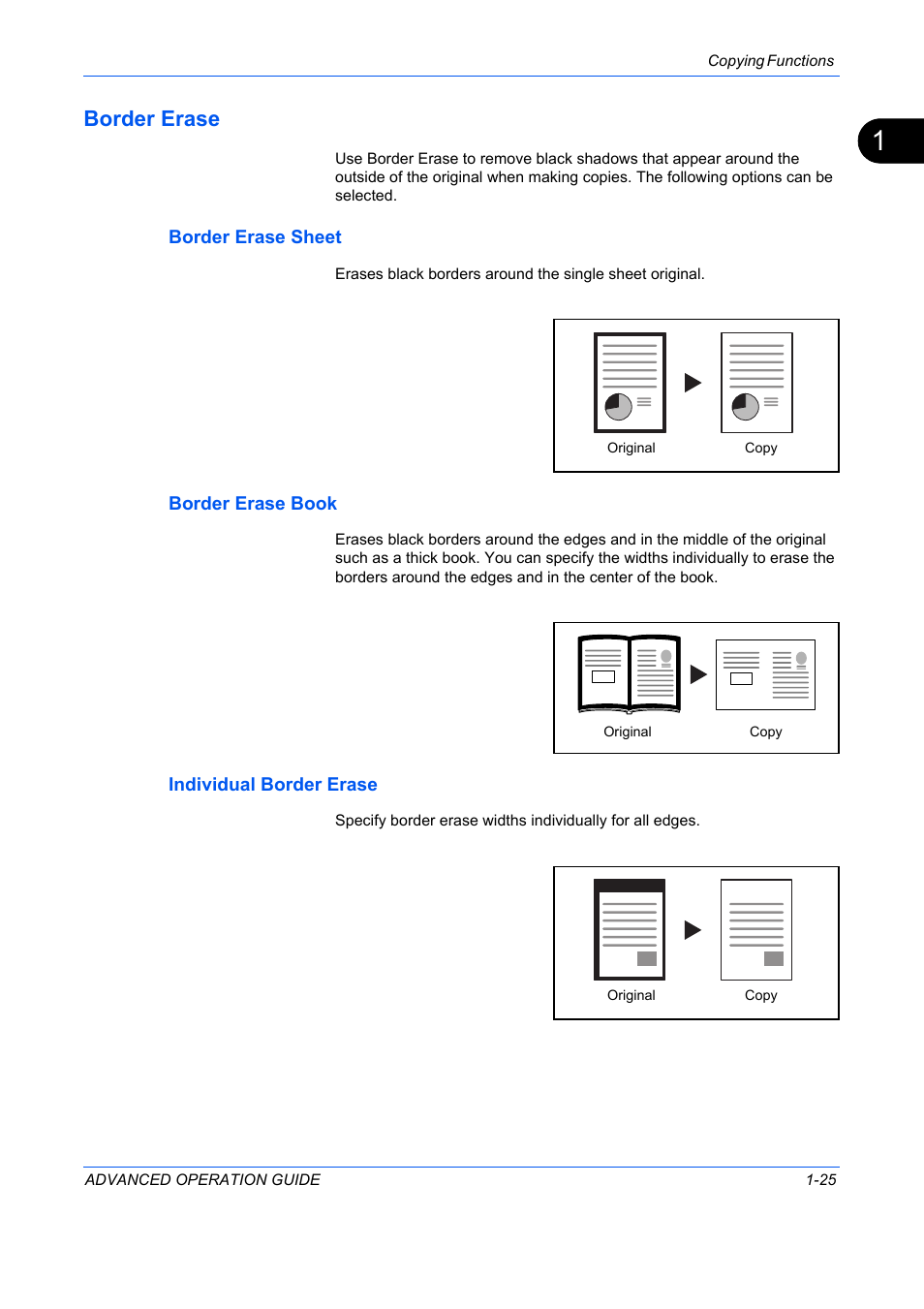 Border erase, Border erase sheet, Border erase book | Individual border erase, Border erase -25 | TA Triumph-Adler DC 2325 User Manual | Page 39 / 311