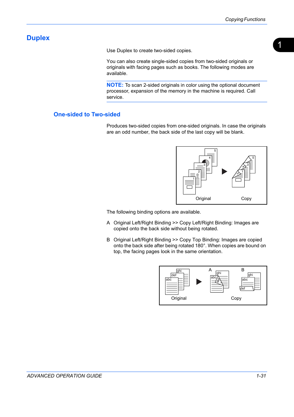 Duplex, One-sided to two-sided, Duplex -31 | TA Triumph-Adler DC 2325 User Manual | Page 45 / 311