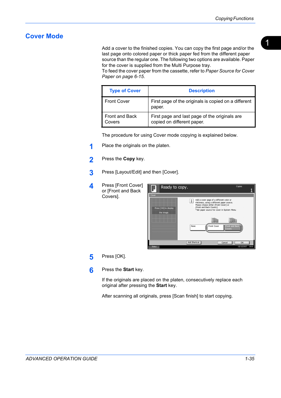 Cover mode, Cover mode -35 | TA Triumph-Adler DC 2325 User Manual | Page 49 / 311