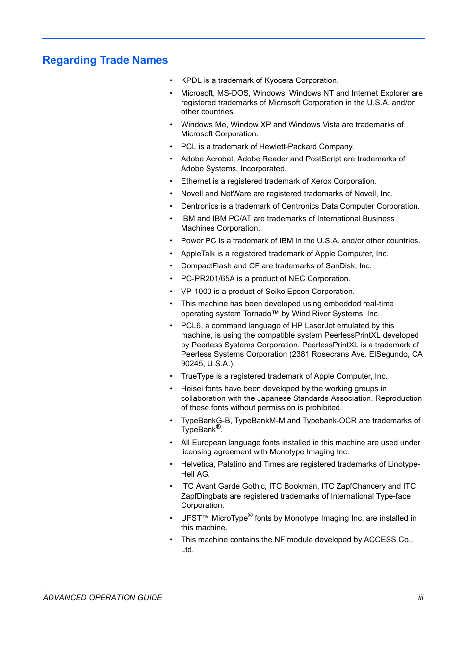 Regarding trade names | TA Triumph-Adler DC 2325 User Manual | Page 5 / 311