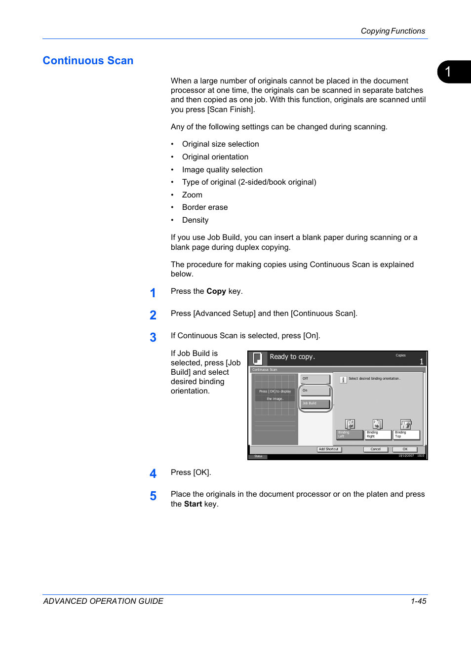 Continuous scan, Continuous scan -45 | TA Triumph-Adler DC 2325 User Manual | Page 59 / 311