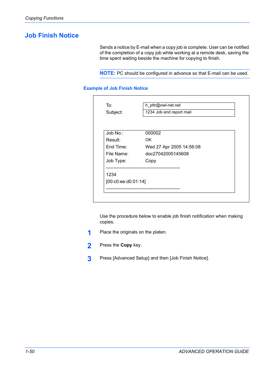 Job finish notice, Job finish notice -50 | TA Triumph-Adler DC 2325 User Manual | Page 64 / 311