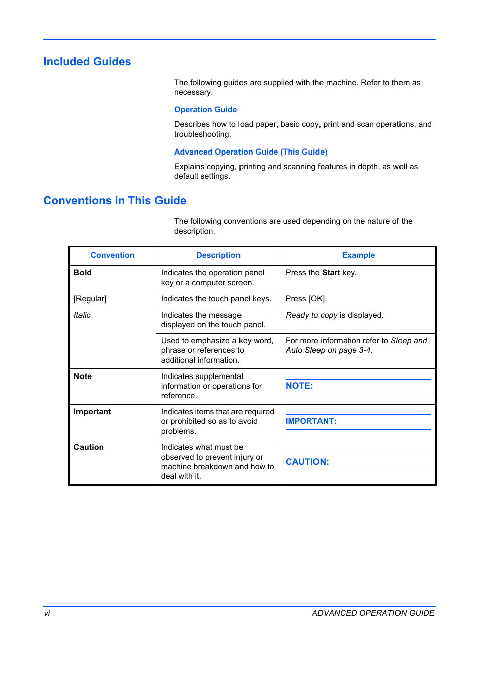Included guides, Conventions in this guide | TA Triumph-Adler DC 2325 User Manual | Page 8 / 311
