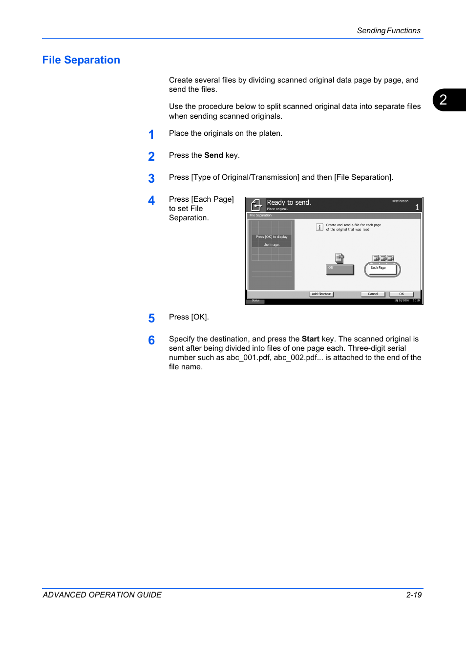 File separation, File separation -19 | TA Triumph-Adler DC 2325 User Manual | Page 93 / 311
