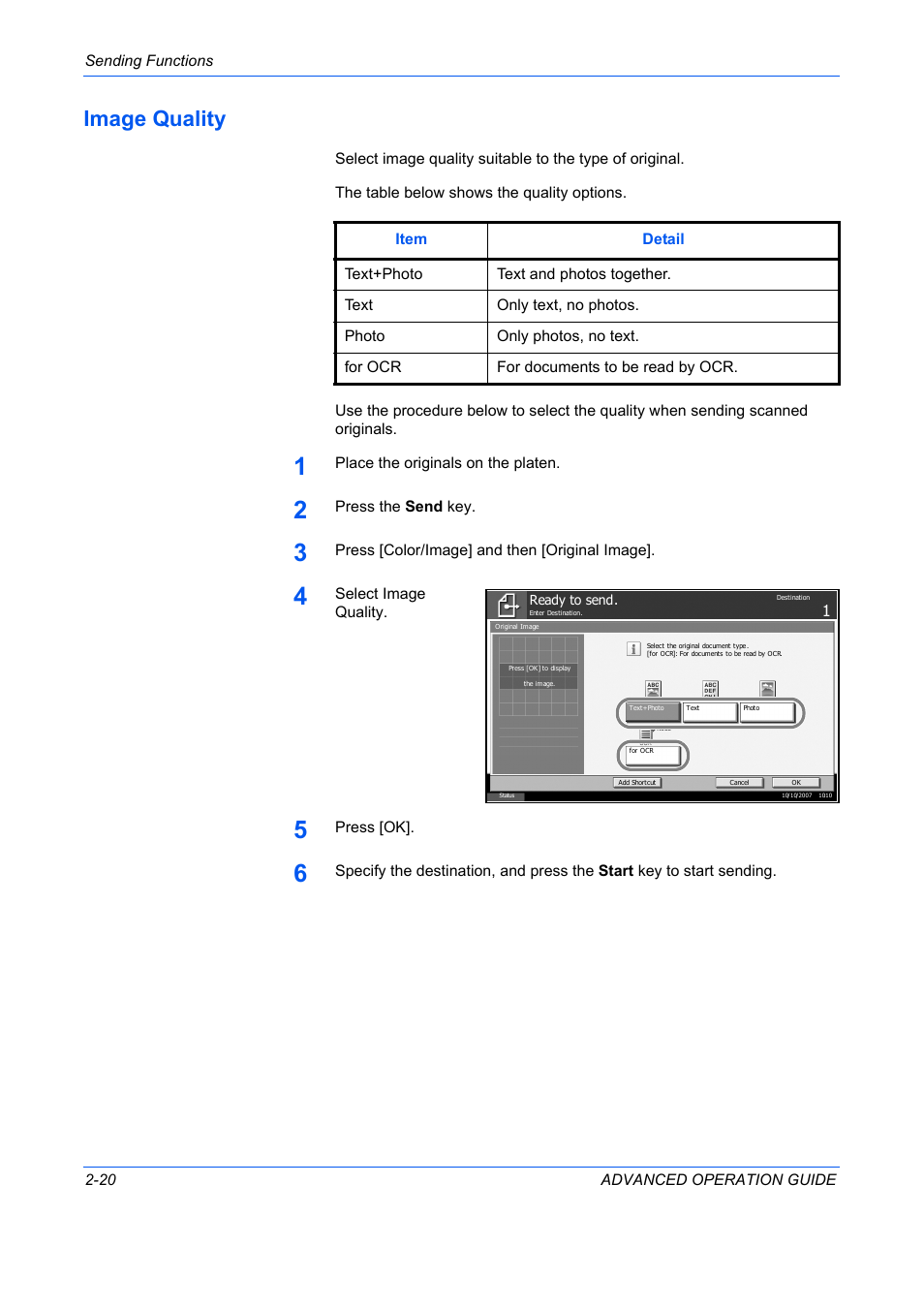 Image quality, Image quality -20 | TA Triumph-Adler DC 2325 User Manual | Page 94 / 311