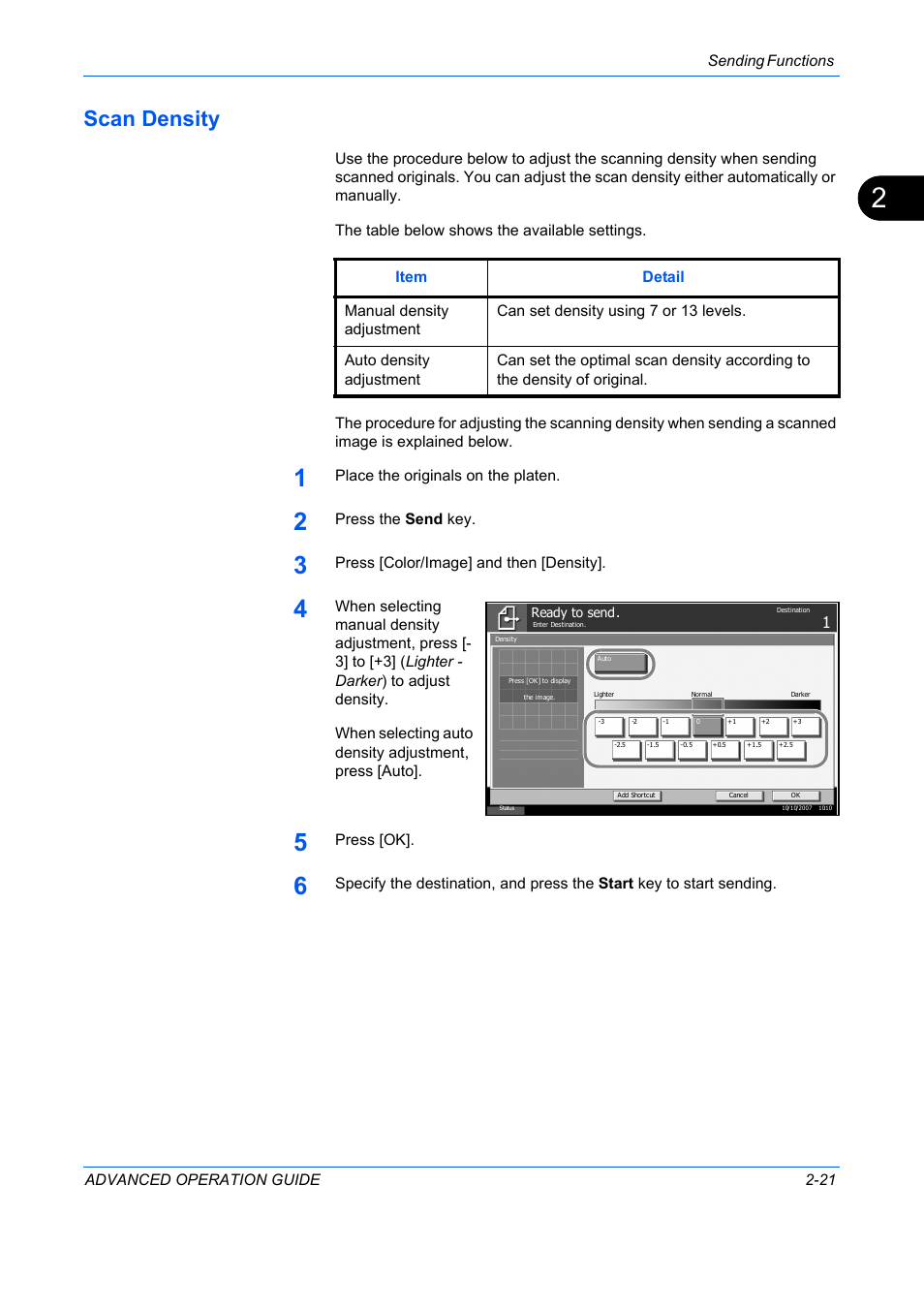 Scan density, Scan density -21 | TA Triumph-Adler DC 2325 User Manual | Page 95 / 311