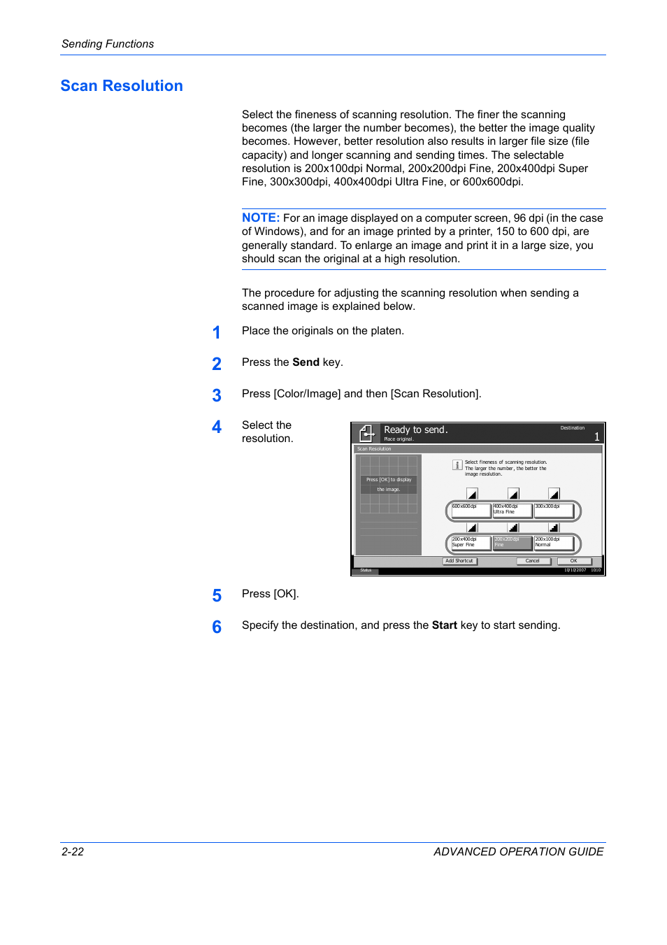 Scan resolution, Scan resolution -22 | TA Triumph-Adler DC 2325 User Manual | Page 96 / 311