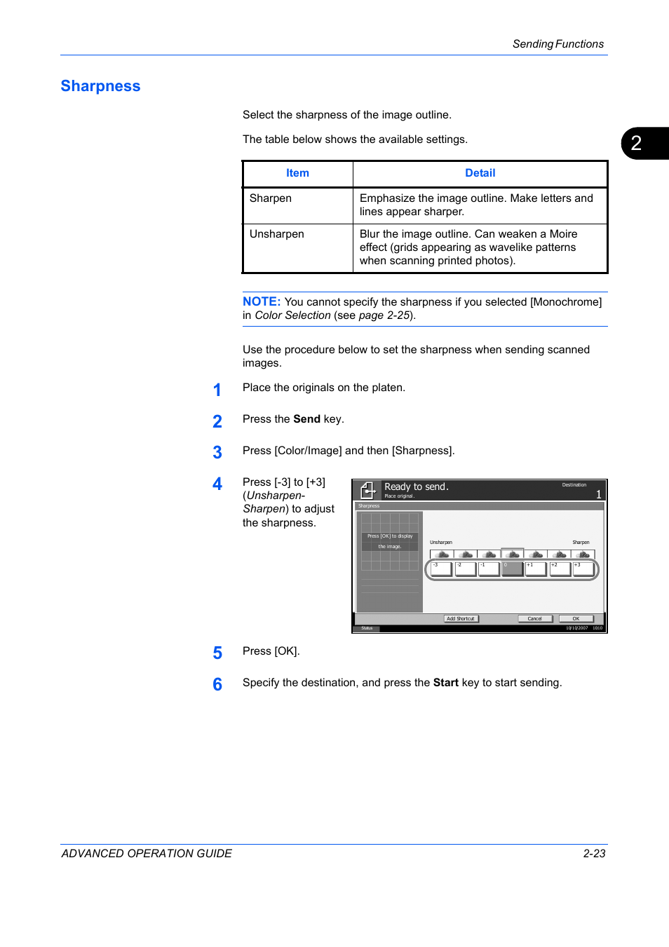 Sharpness, Sharpness -23 | TA Triumph-Adler DC 2325 User Manual | Page 97 / 311