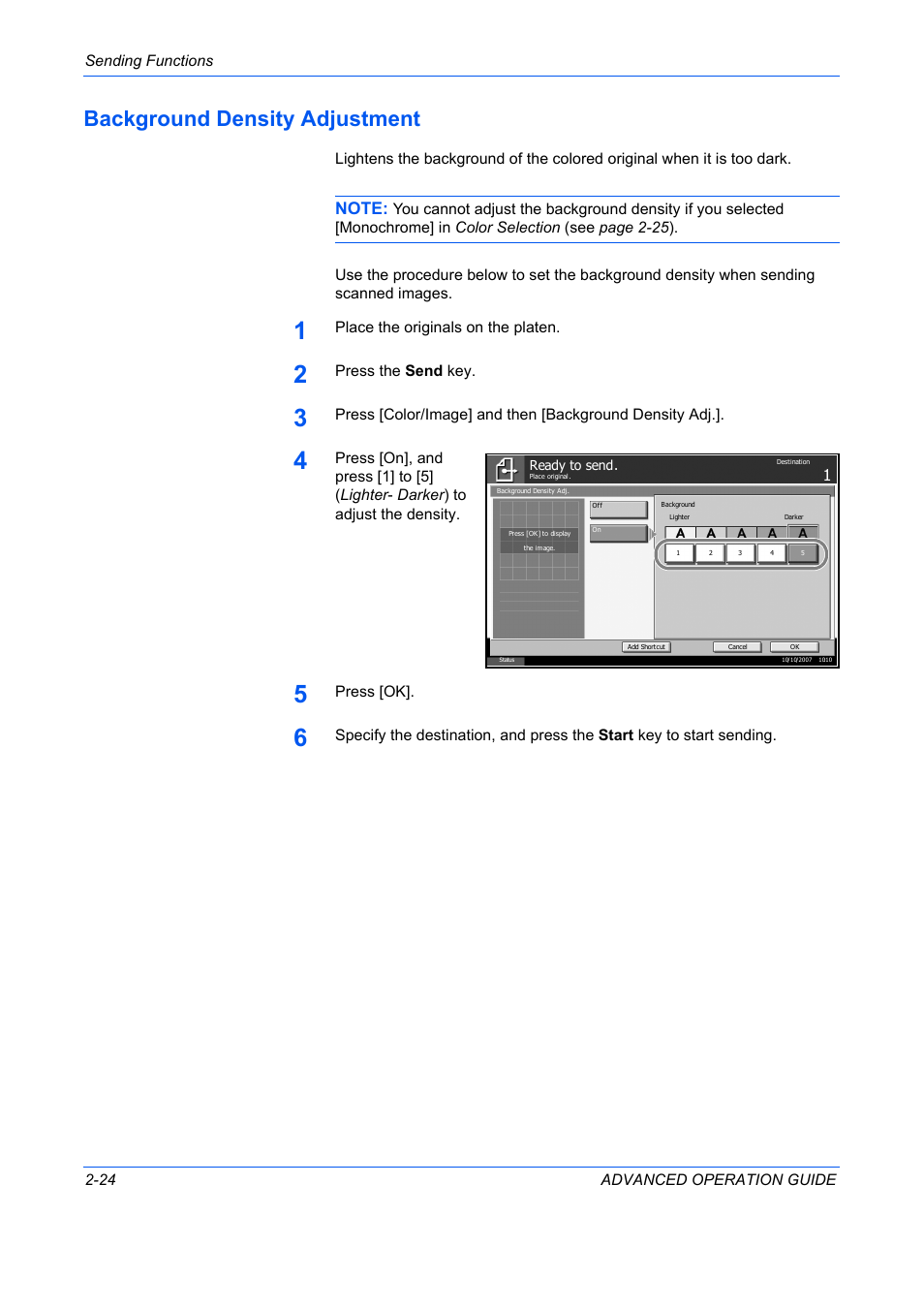 Background density adjustment, Background density adjustment -24 | TA Triumph-Adler DC 2325 User Manual | Page 98 / 311