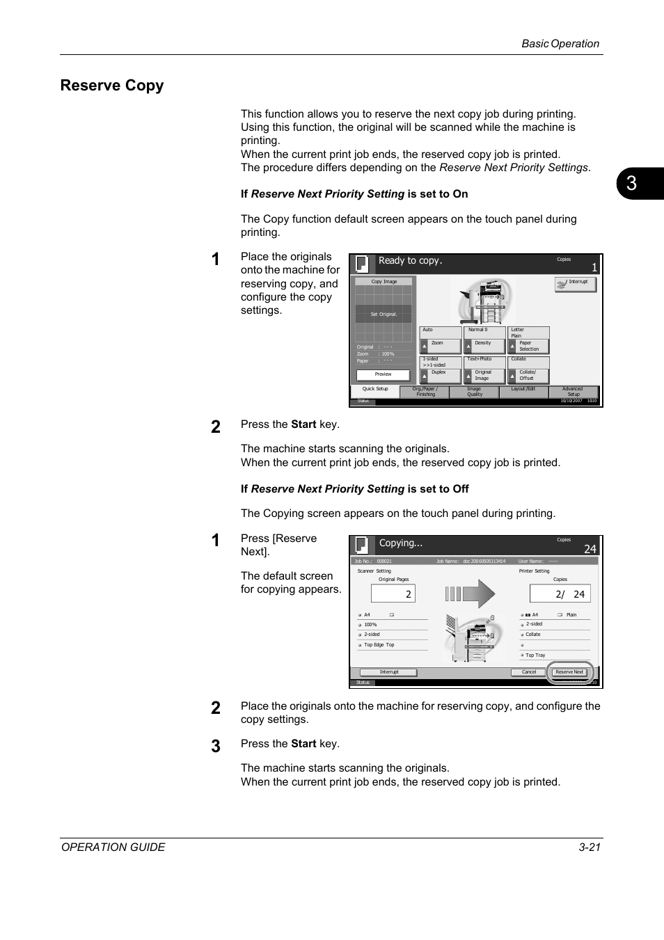 Reserve copy, Basic operation operation guide 3-21 | TA Triumph-Adler DC 2325 User Manual | Page 107 / 229