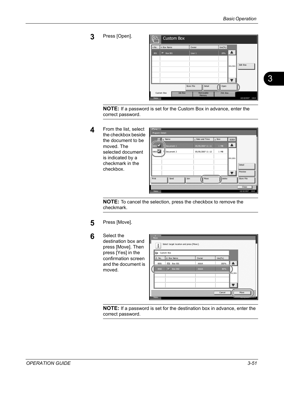 Basic operation operation guide 3-51, Press [open, Press [move | Custom box | TA Triumph-Adler DC 2325 User Manual | Page 137 / 229