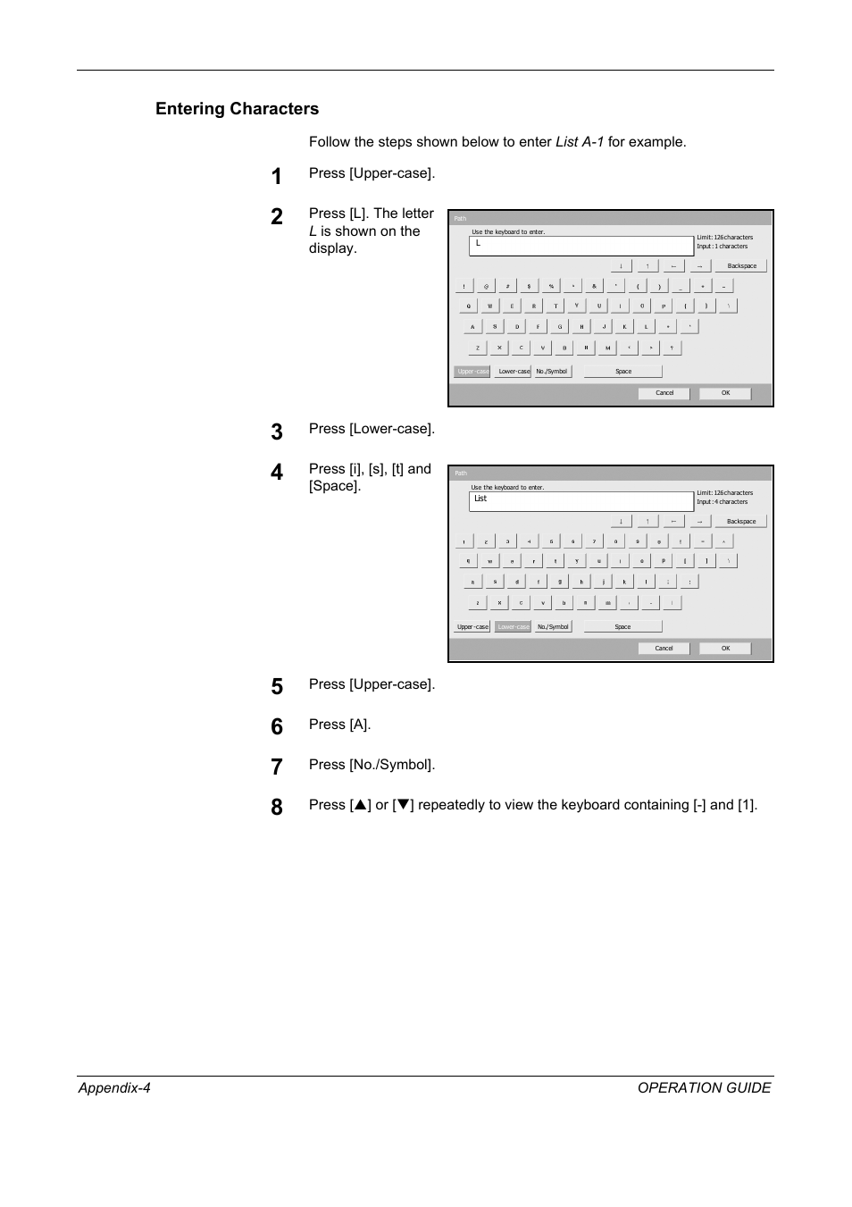 Entering characters | TA Triumph-Adler DC 2325 User Manual | Page 212 / 229