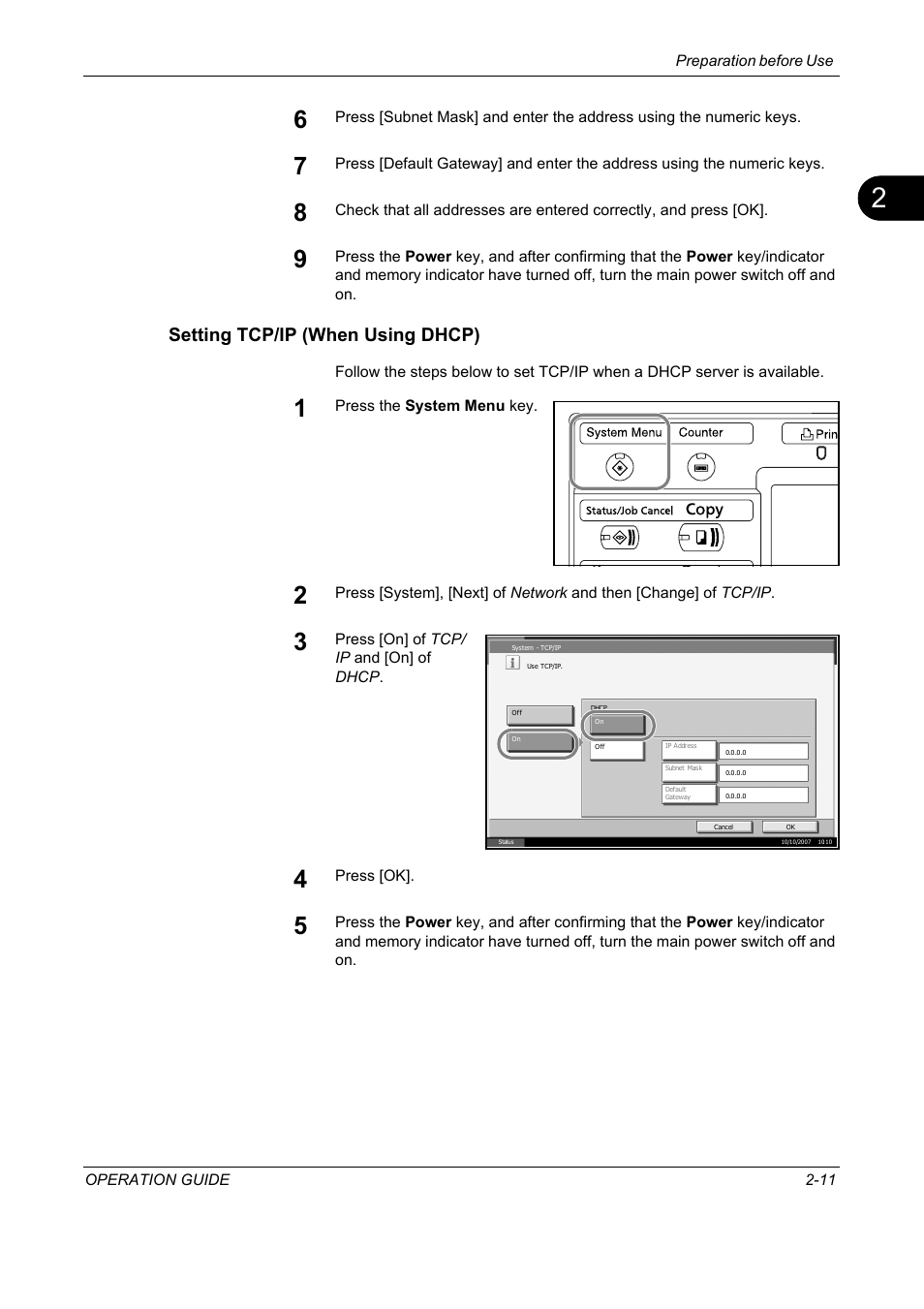 Setting tcp/ip (when using dhcp) | TA Triumph-Adler DC 2325 User Manual | Page 45 / 229
