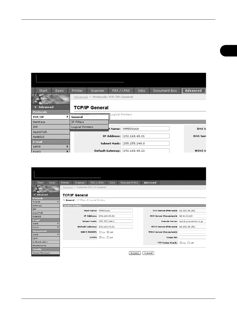 Tcp/ip settings, Tcp/ip settings -13 | TA Triumph-Adler DC 2325 User Manual | Page 47 / 229