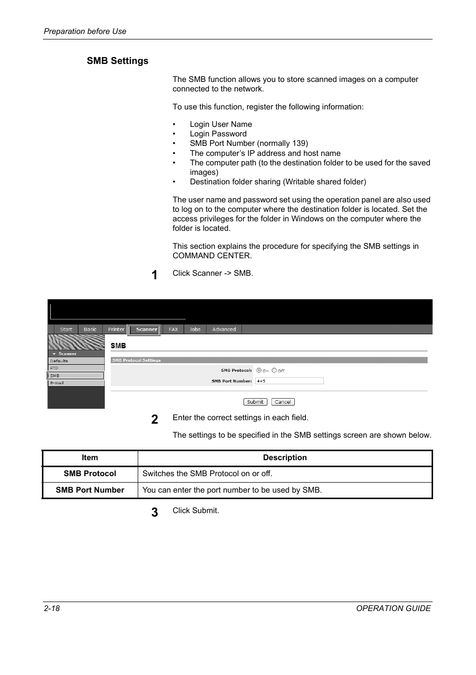 Smb settings | TA Triumph-Adler DC 2325 User Manual | Page 52 / 229