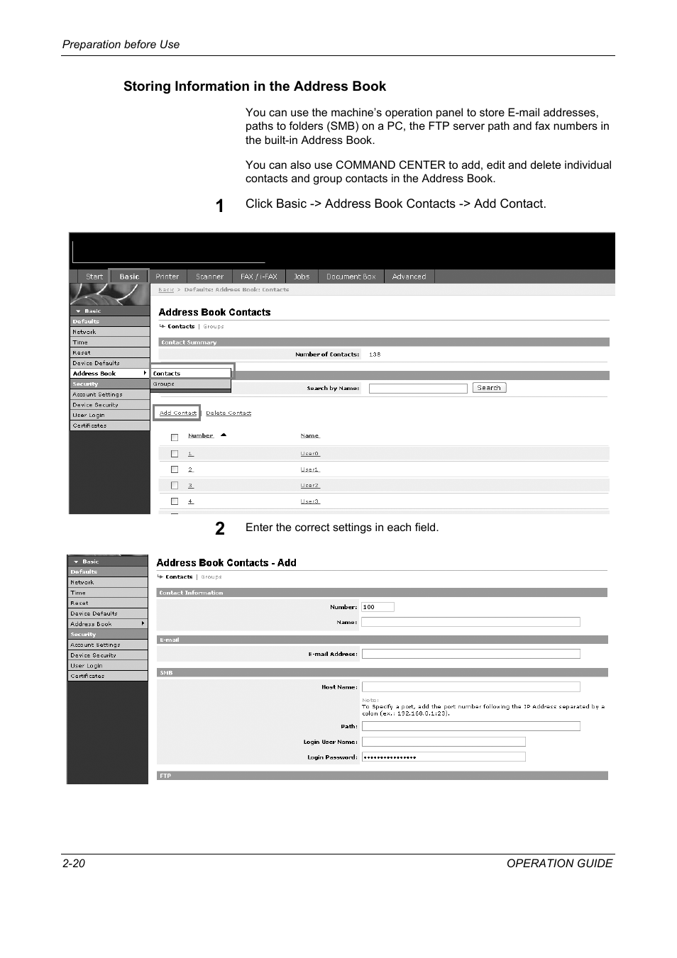 Storing information in the address book | TA Triumph-Adler DC 2325 User Manual | Page 54 / 229