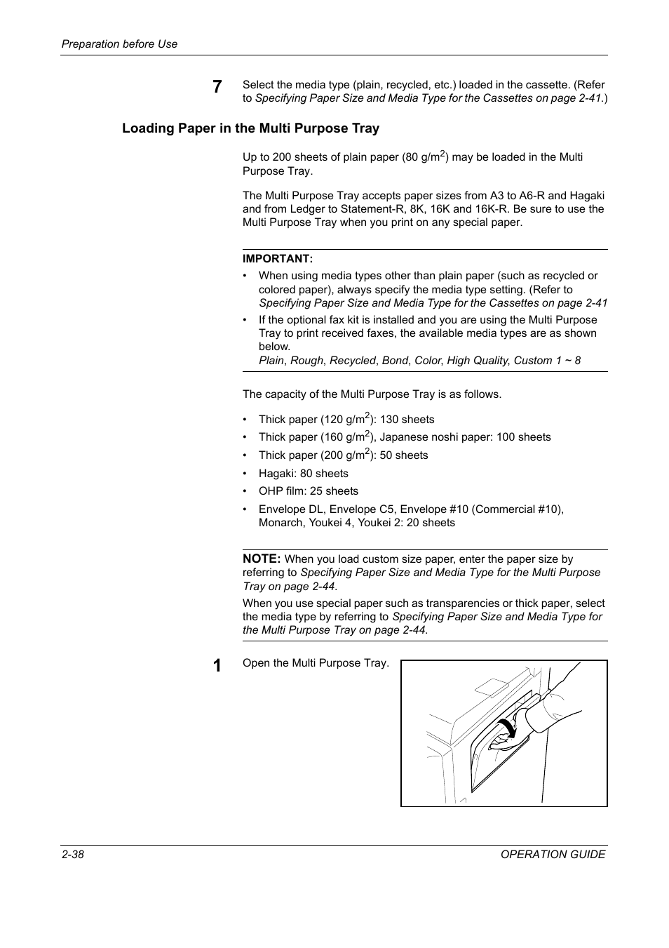 Loading paper in the multi purpose tray | TA Triumph-Adler DC 2325 User Manual | Page 72 / 229
