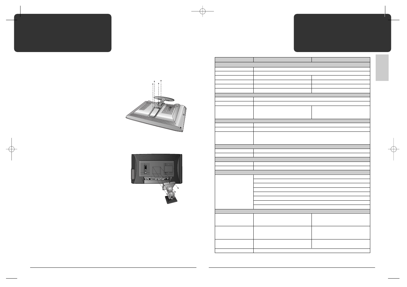 Wall/arm mounting, Product specifications | Daewoo DSL-17W1T User Manual | Page 17 / 18