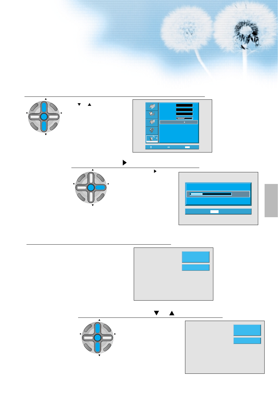 Select the [auto search, Press the “vol ” button, Auto search is completed | Check by pressing the “ ch ” button | Daewoo DTS - 42 User Manual | Page 23 / 79