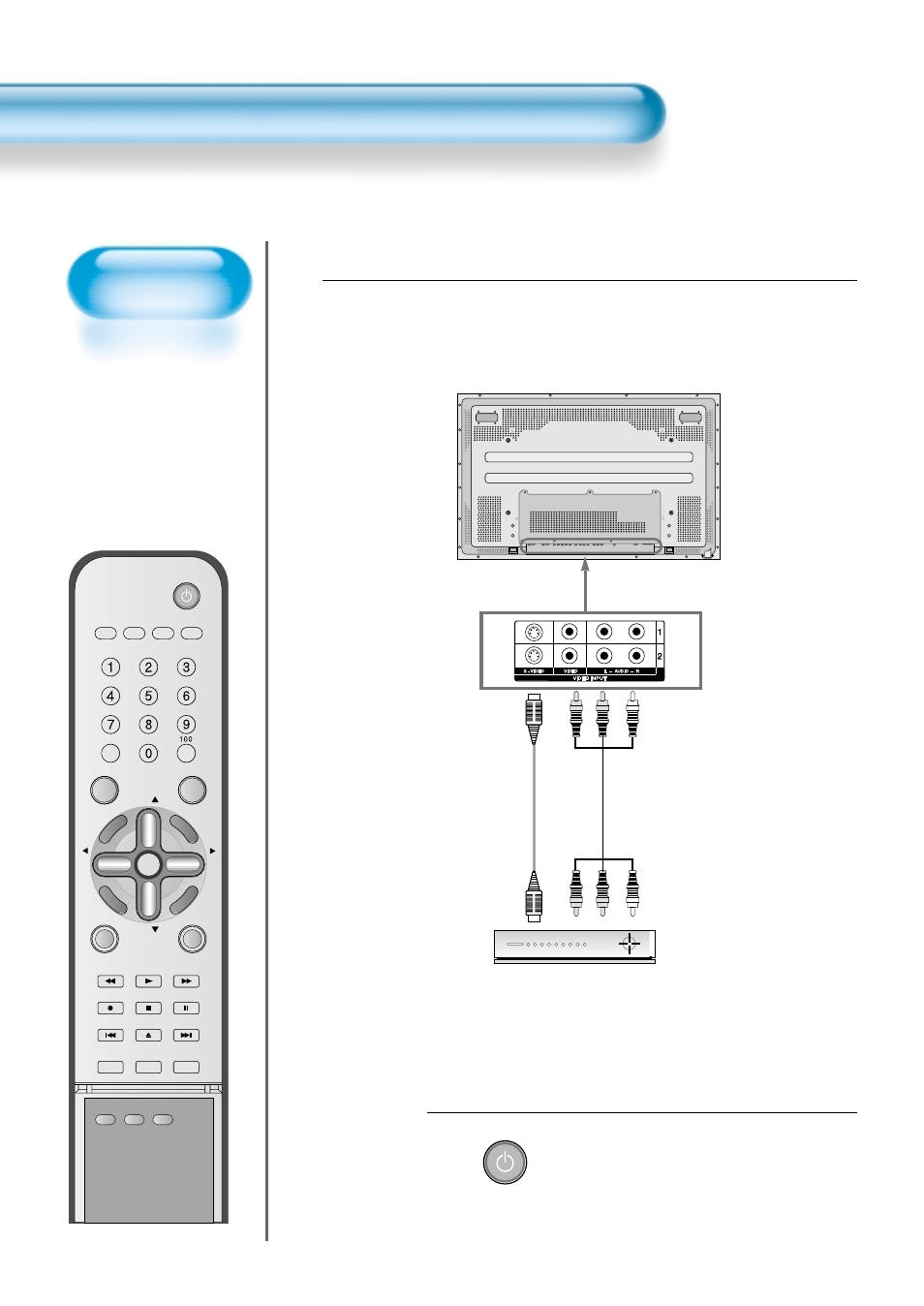 Press the power buttons, Connect a cable broadcasting receiver to the pdp, Watching cable broadcasts | Cable broadcasting receiver, Video/audio, S-video, Turn the pdp and the receiver on | Daewoo DTS - 42 User Manual | Page 30 / 79