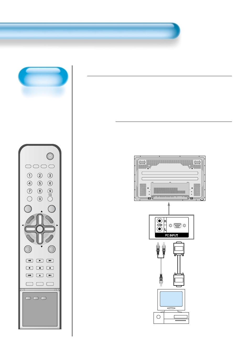 Connecting pc(15pin d-sub), Connect the pc to the pdp, Connecting pc | 15 pin d-sub audio | Daewoo DTS - 42 User Manual | Page 40 / 79