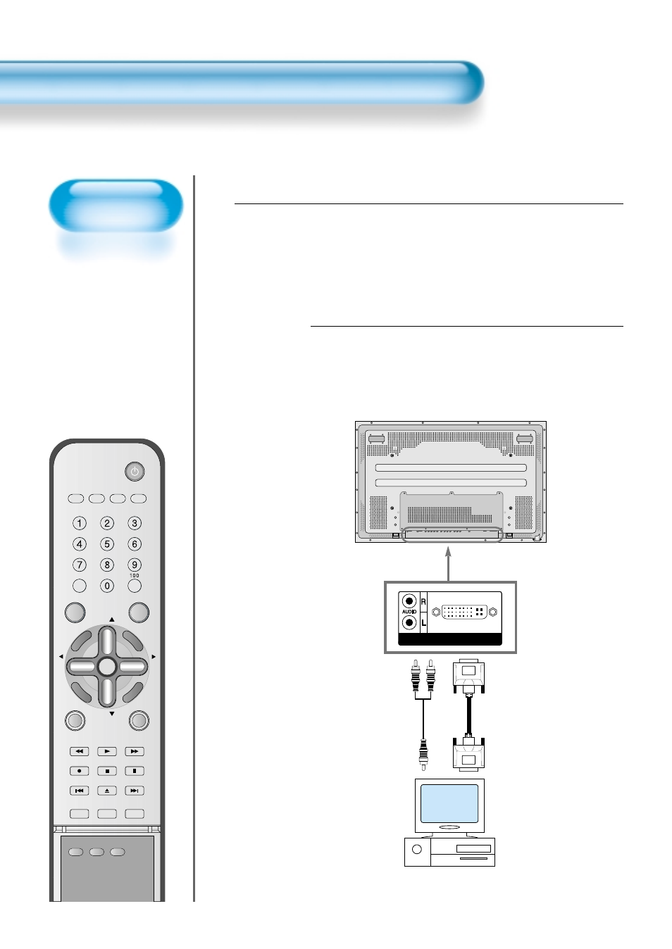 Connecting pc(dvi), Connect the pc to the pdp, Connecting pc | Dvi audio | Daewoo DTS - 42 User Manual | Page 42 / 79