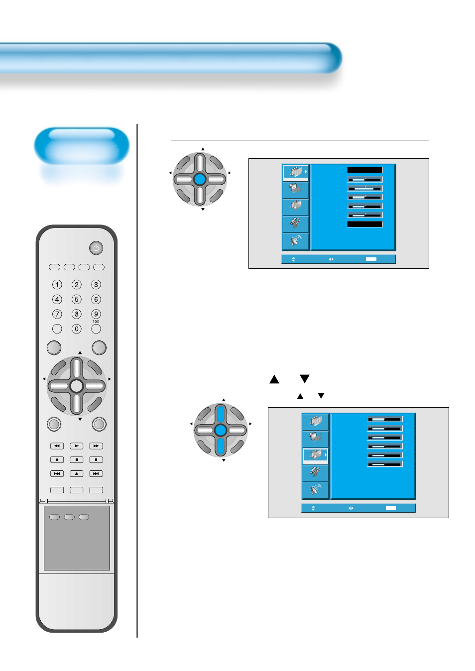Adjusting screen size(pc, dvi), Press the menu button, Press the “ ch ” button | Adjusting screen position and size, The menu screen as shown below will appear, Press the “ ch ” button to select [screen | Daewoo DTS - 42 User Manual | Page 50 / 79