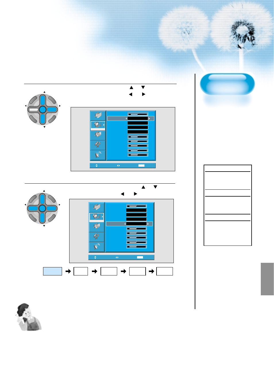 Select the effect mode, Select the sound mode, Mts function | Normal movie music user news, Mono, Stereo, Mono sends the mono sound to the loudspeakers, Stereo sends the stereo sound to the loudspeakers | Daewoo DTS - 42 User Manual | Page 57 / 79