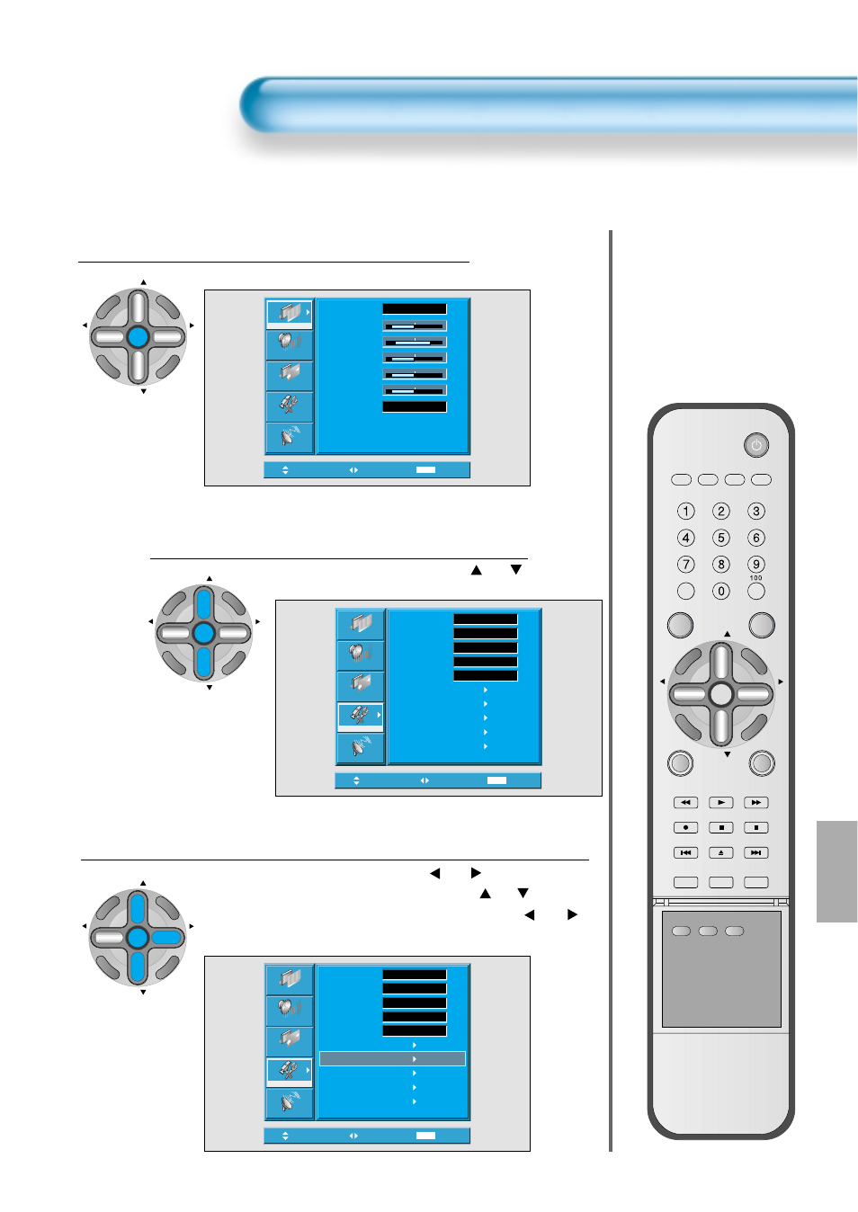 Time setting, Press the menu button, Select features | Select time setting, The menu screen will be displayed as below, Select [features] by the “ ch ” button | Daewoo DTS - 42 User Manual | Page 67 / 79