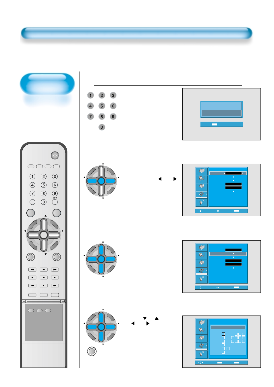 Parental lock setting, Press “password, New password setting | Daewoo DTS - 42 User Manual | Page 72 / 79