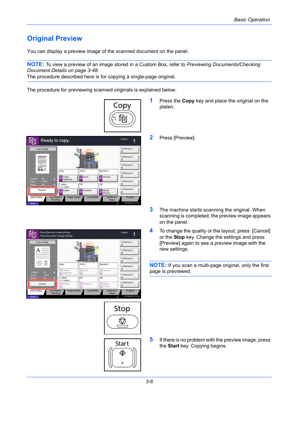 Original preview, Original preview -6, Basic operation 3-6 | Press [preview | TA Triumph-Adler DC 2435 User Manual | Page 100 / 568