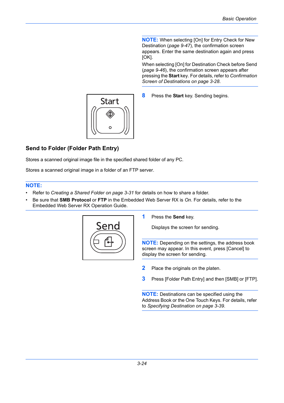 Send to folder (folder path entry), E 3-24 | TA Triumph-Adler DC 2435 User Manual | Page 118 / 568