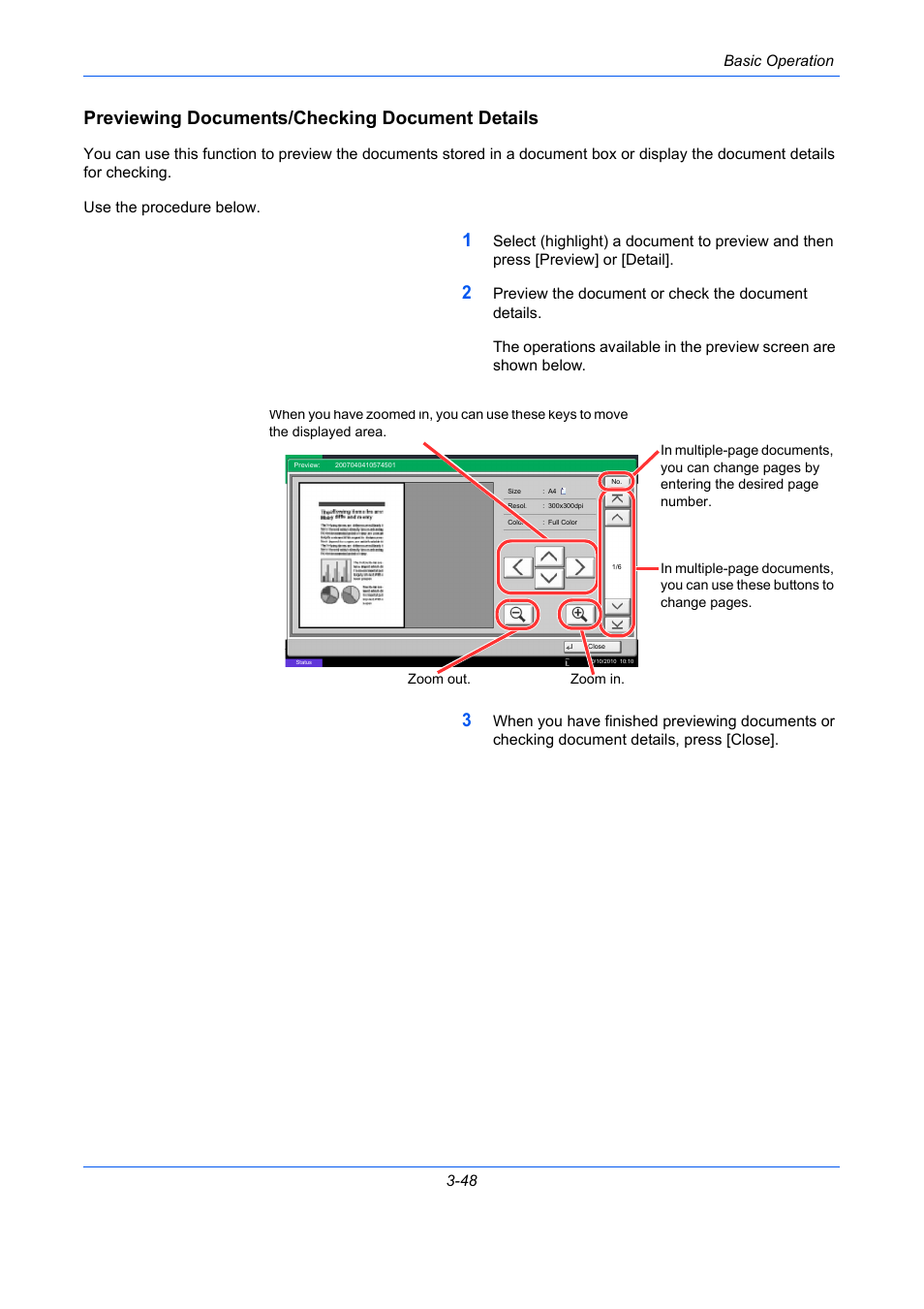 Previewing documents/checking document details, Basic operation 3-48 | TA Triumph-Adler DC 2435 User Manual | Page 142 / 568