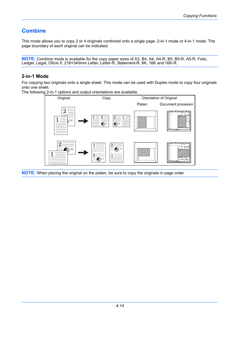 Combine, In-1 mode, Combine -14 | E 4-14) | TA Triumph-Adler DC 2435 User Manual | Page 170 / 568