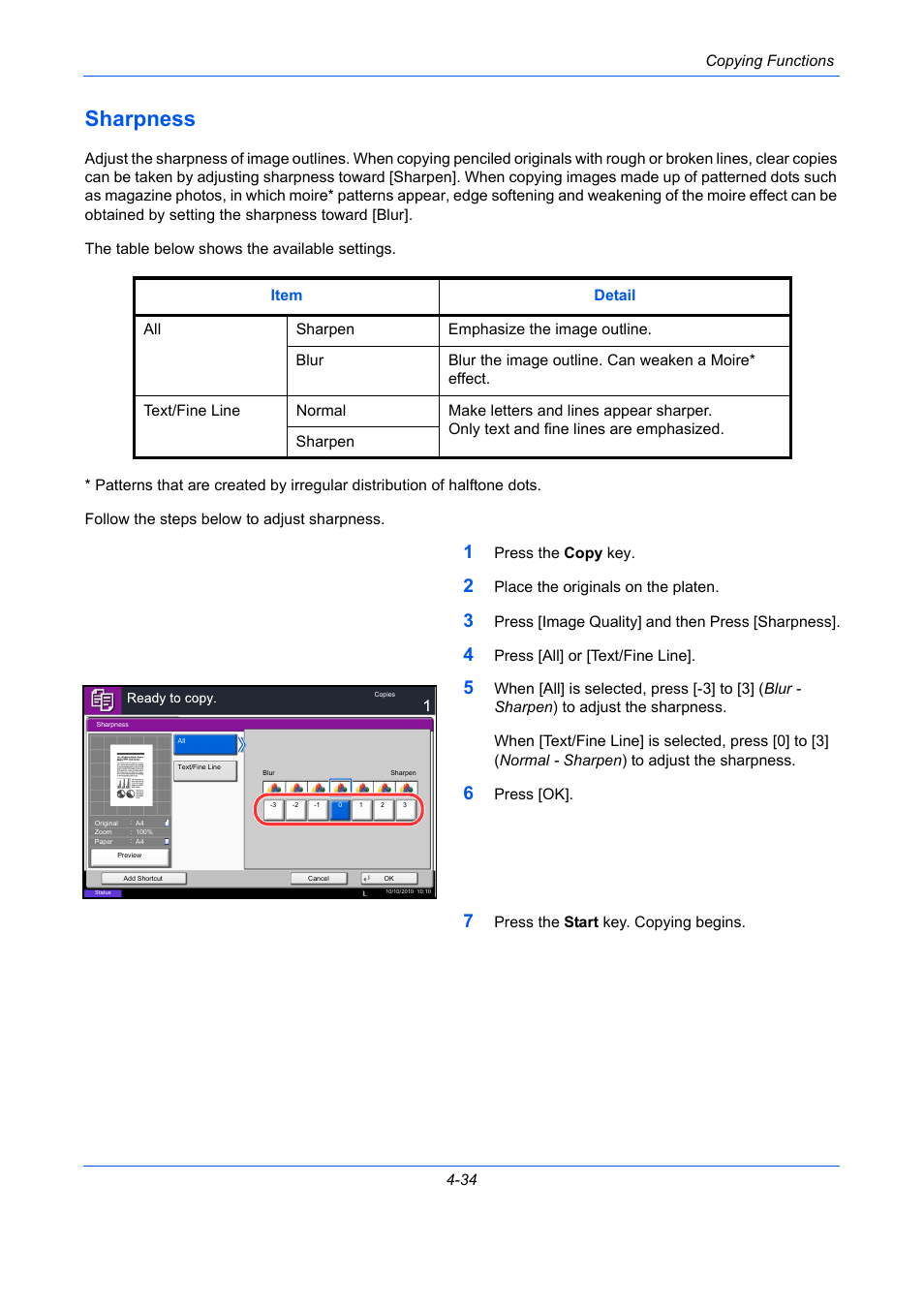 Sharpness, Sharpness -34, Ge 4-34 | TA Triumph-Adler DC 2435 User Manual | Page 190 / 568