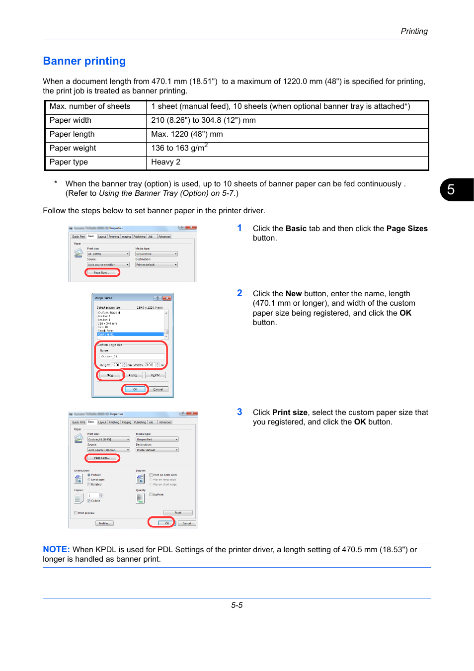 Banner printing, Banner printing -5 | TA Triumph-Adler DC 2435 User Manual | Page 205 / 568